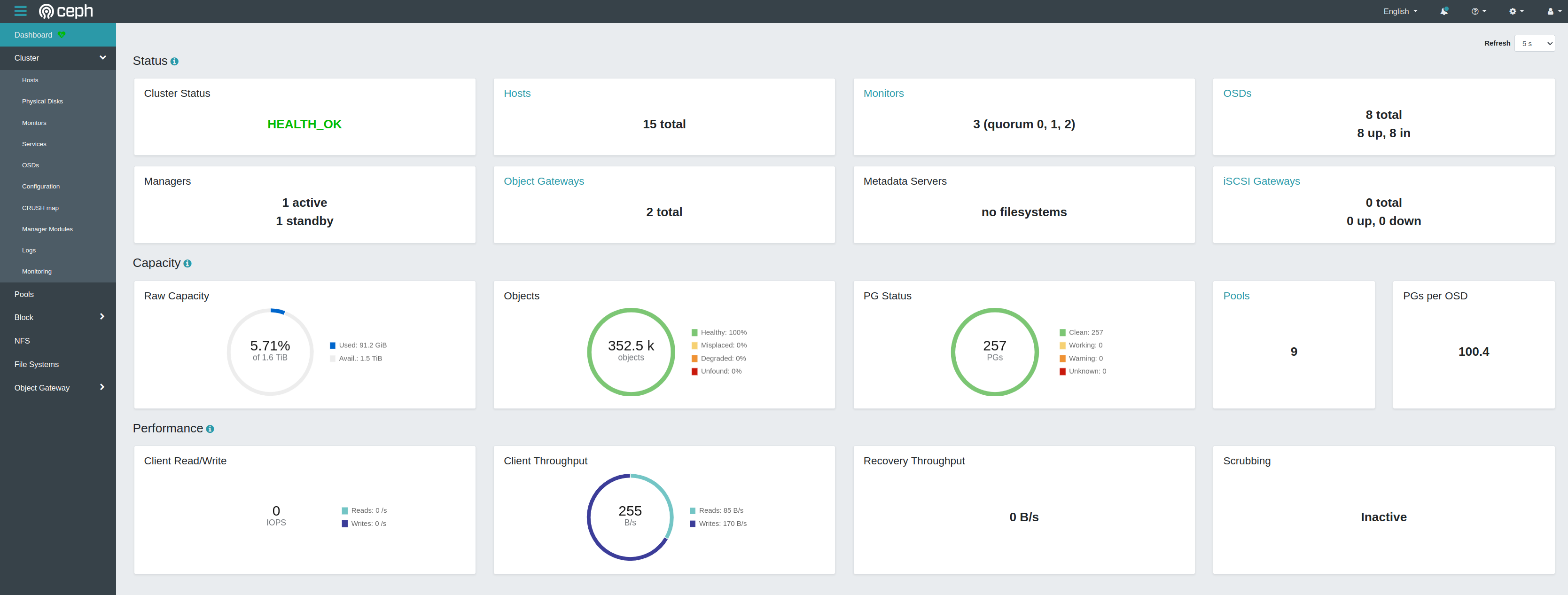 Rook Ceph Cluster Dashboard Homepage