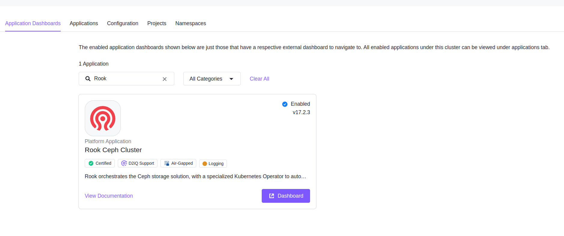 Rook Ceph Dashboard Link in DKP UI